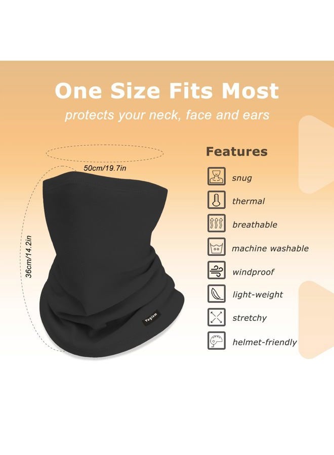 Vogium Adult Fleece Neck Warmer Gaiter | Windproof Face Mask for Winter Sports & Commuting | Unisex Warm Elastic Tube Scarf, Black, One size - Image 4