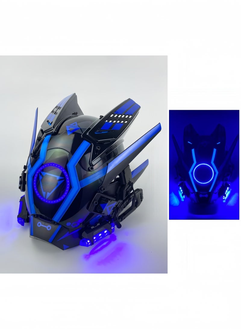GGEROU Cyberpunk Mask LED Halloween Cosplay Punk Mask for Men Women Futuristic Punk Techwear Full Face Light Up Mask Halloween Party Music Carnival Festival Cosplay Costume Accessories - Image 2