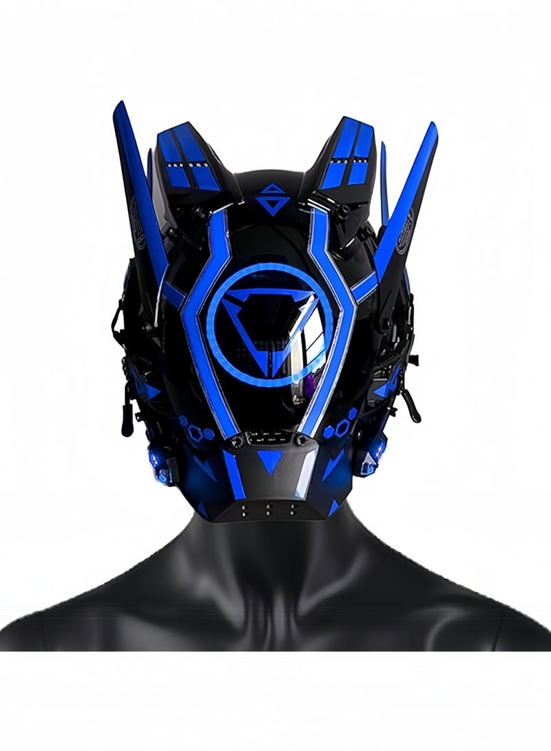 GGEROU Cyberpunk Mask LED Halloween Cosplay Punk Mask for Men Women Futuristic Punk Techwear Full Face Light Up Mask Halloween Party Music Carnival Festival Cosplay Costume Accessories - Image 1