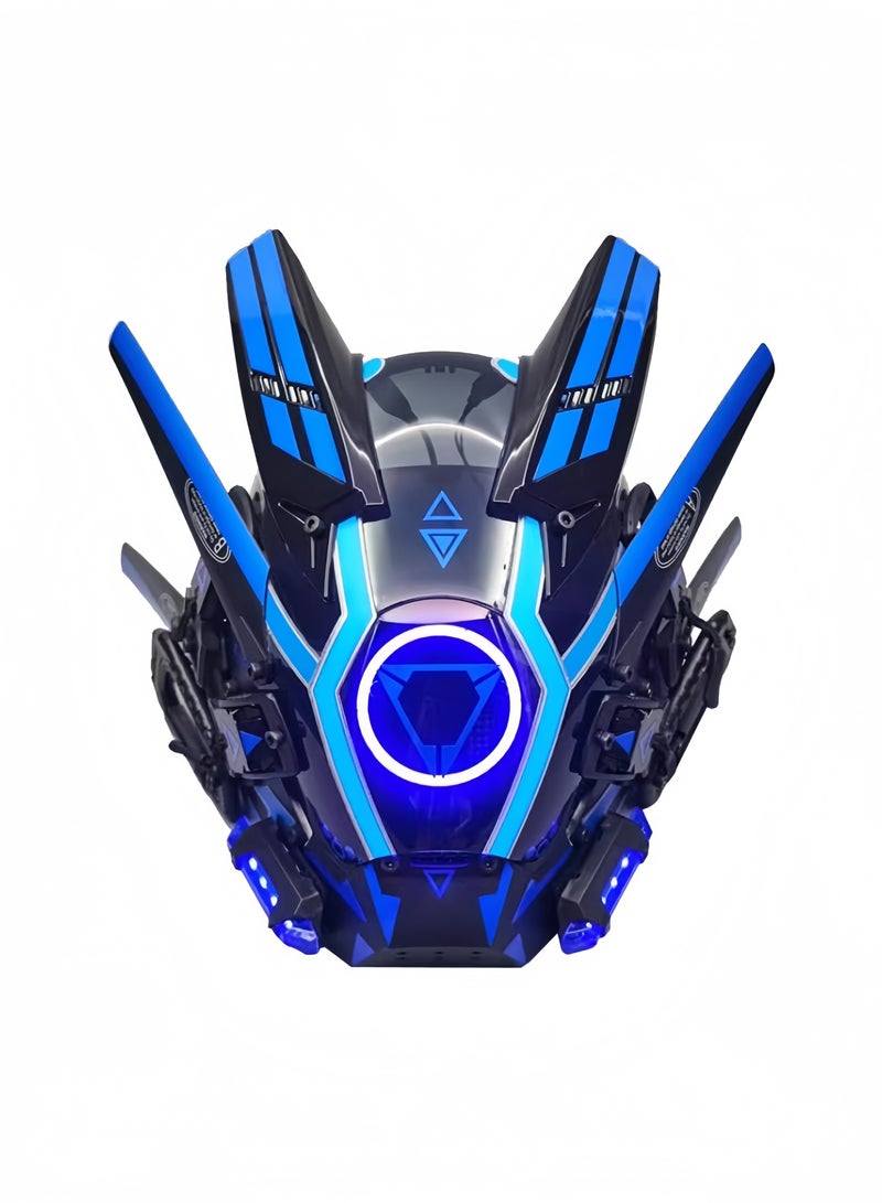 GGEROU Cyberpunk Mask LED Halloween Cosplay Punk Mask for Men Women Futuristic Punk Techwear Full Face Light Up Mask Halloween Party Music Carnival Festival Cosplay Costume Accessories - Image 3