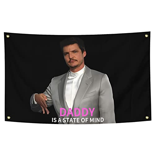 BIiaiue Pedro Pascal Flag I'm Your Daddy Tapestry Funny Poster Durable Man Cave Wall Flag with Brass Grommets 3x5 Feet for College Dorm Room Decor,Outdoor,Bedroom, Parties gifts, travel, filming,events,festivals.. (black) - Image 1