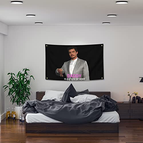 BIiaiue Pedro Pascal Flag I'm Your Daddy Tapestry Funny Poster Durable Man Cave Wall Flag with Brass Grommets 3x5 Feet for College Dorm Room Decor,Outdoor,Bedroom, Parties gifts, travel, filming,events,festivals.. (black) - Image 3