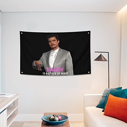 BIiaiue Pedro Pascal Flag I'm Your Daddy Tapestry Funny Poster Durable Man Cave Wall Flag with Brass Grommets 3x5 Feet for College Dorm Room Decor,Outdoor,Bedroom, Parties gifts, travel, filming,events,festivals.. (black) - Image 4