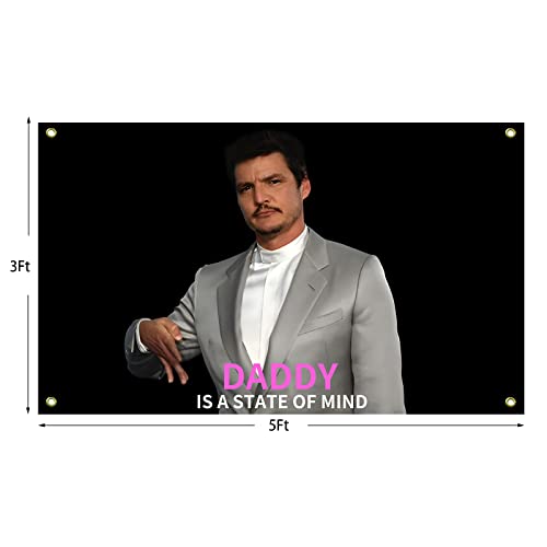 BIiaiue Pedro Pascal Flag I'm Your Daddy Tapestry Funny Poster Durable Man Cave Wall Flag with Brass Grommets 3x5 Feet for College Dorm Room Decor,Outdoor,Bedroom, Parties gifts, travel, filming,events,festivals.. (black) - Image 2