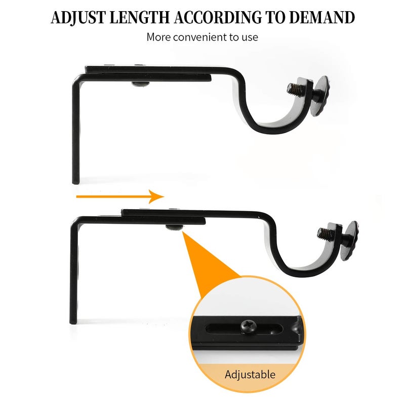 Anndason Heavy Duty Curtain Rod Brackets for 3/4 or 5/8 Inch Rod, Black Color, (Set of 8) - Image 2