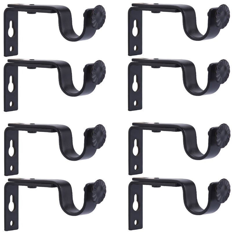 Anndason Heavy Duty Curtain Rod Brackets for 3/4 or 5/8 Inch Rod, Black Color, (Set of 8) - Image 1