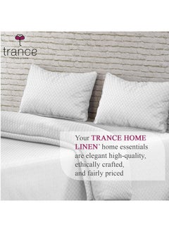 Trance Home Linen Trance Home Linen 300TC Pure 100% Cotton King Size Jacquard Weave Fitted Bedsheet with 2 Pillow Covers - (78 x 72 inch, White)  - Image 3