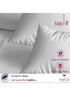 Trance Home Linen Trance Home Linen 300TC Pure 100% Cotton King Size Jacquard Weave Fitted Bedsheet with 2 Pillow Covers - (78 x 72 inch, White)  - Image 2