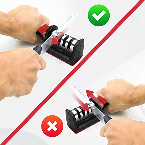 TechnoLegend Knife Sharpeners for Kitchen Knives– Stainless Steel 4 in1 Kitchen Knife Sharpener – Ergonomic and Easy to Use Knife Sharpening Kit with 4 Stage Sharpening Slots - Image 3