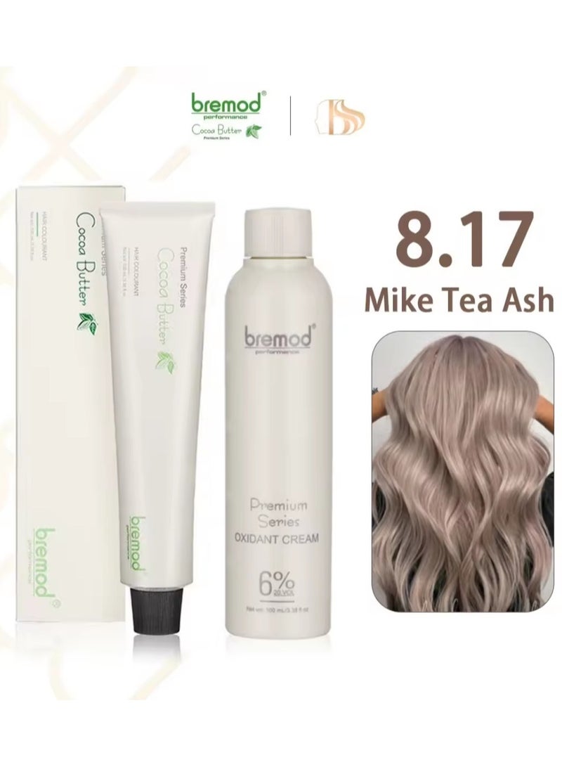 BREMOD Bremod Performance 8.17 Milk Tea Ash Hair Color + Oxidant Cream 9% - 100ml+100ml  - Image 3