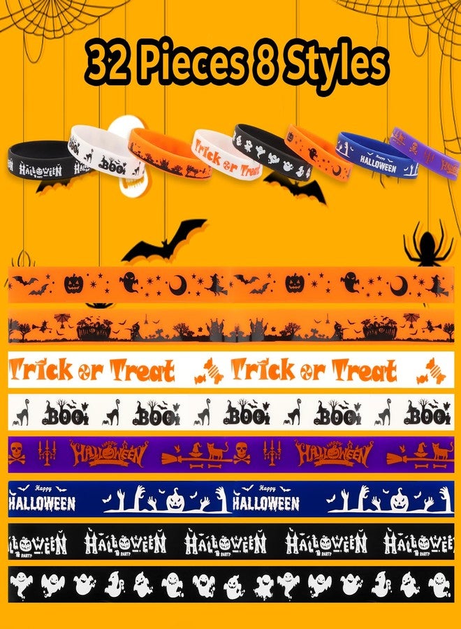 KICOSY 32Pcs Halloween Silicone Bracelets for Women Men - 8 Styles for Halloween Party Favors, Trick or Treat Gifts & Costumes Accessories - Image 3