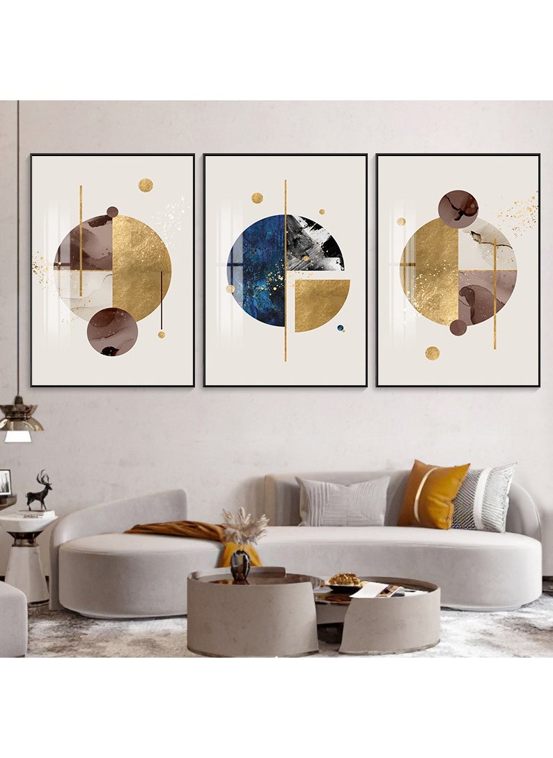 FASHION HOME 3PCS Wall Art Bright Style Minimalist Decor Modern Abstract Canvas Prints Poster Picture Framed Paintings Decorations  - Image 2