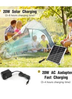 Festive Gallery Solar Powered Fan,Battery Operated Portable Fan, Rechargable Fan with DC Motor, Design For CampingPatio，Fishing,Office Home Indoor/Outdoor Camping,with USB Output For Phone (black)  - Image 2