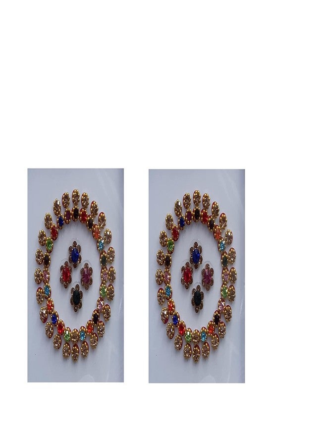 OJ Multi Color Designer Stone & Moti Fancy Design Diamond Studded Multi Shine Mix Size Bindiya Stone Dulhan Forehead Bindi Traditional Bridal Bindi Wedding for Girls & women Pack of 1