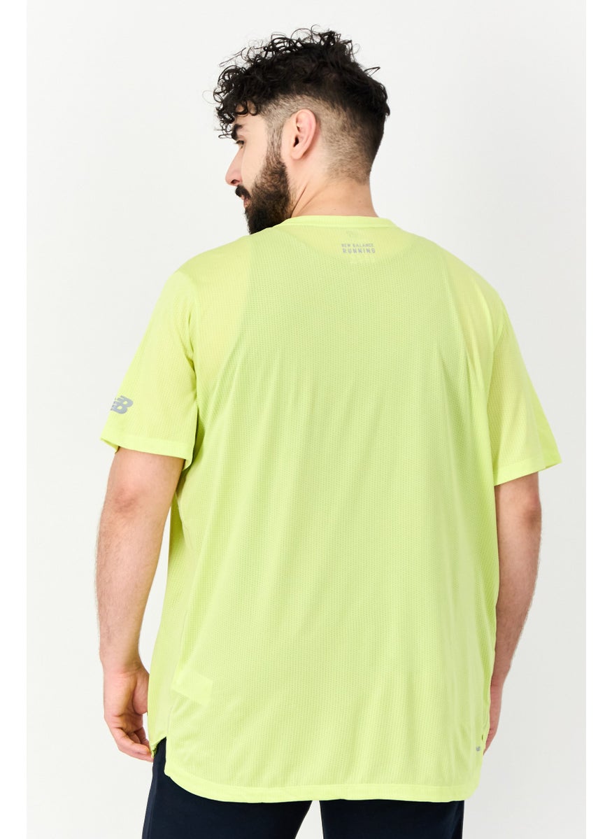 New Balance Men Sportswear Round Neck Short Sleeve Training T Shirt, Lime Green  - Image 3