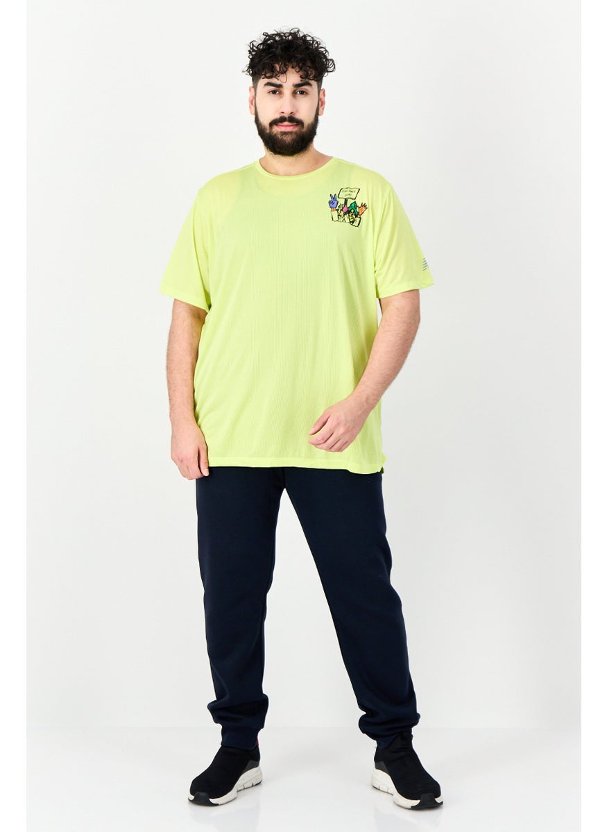 New Balance Men Sportswear Round Neck Short Sleeve Training T Shirt, Lime Green  - Image 4