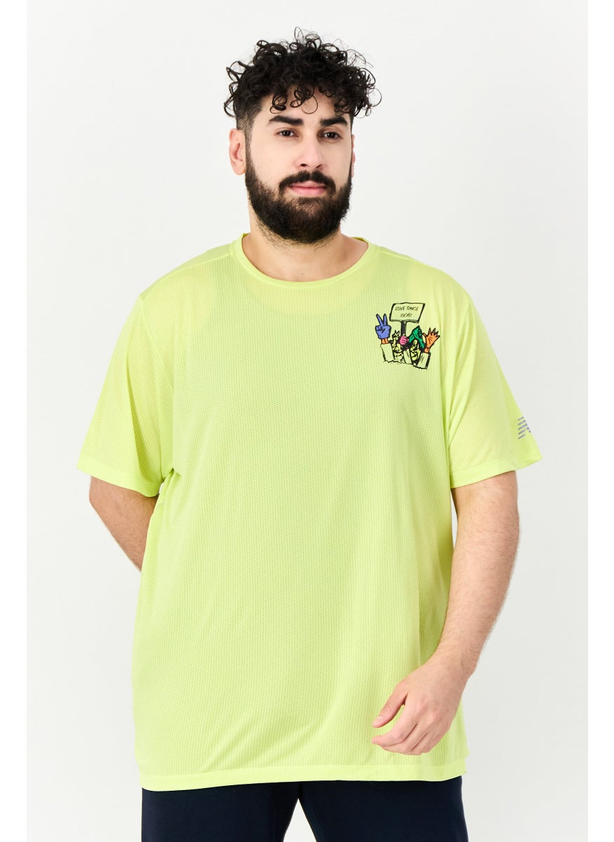 New Balance Men Sportswear Round Neck Short Sleeve Training T Shirt, Lime Green  - Image 1