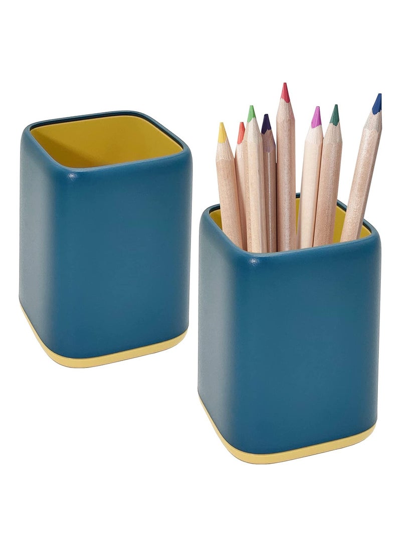 Two-Tone Desk Organizer and Makeup Brush Holder for Office, Home, and Vanity - Blue Color - Image 1