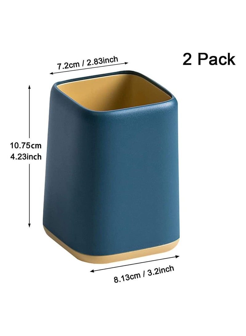 Two-Tone Desk Organizer and Makeup Brush Holder for Office, Home, and Vanity - Blue Color - Image 2
