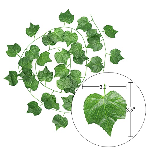 Hecaty 12 Strands 90 ft Artificial Fake Grape Vines with 9 Strings Grapes Hanging Plant Large Leaves Garland for Wedding Party Store Home Spring Decor Indoor Outdoor Garden - Image 3