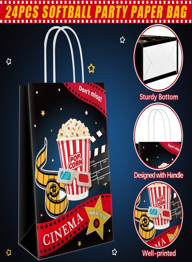 Jecery 24 Pieces Movie Night Party Bags with Handle Now Showing Movie Theater Party Favor Candy Goodie Gift Bags for Birthday Decorations Supplies - Image 3