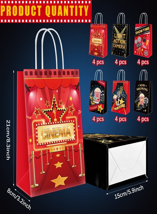 Jecery 24 Pieces Movie Night Party Bags with Handle Now Showing Movie Theater Party Favor Candy Goodie Gift Bags for Birthday Decorations Supplies - Image 2
