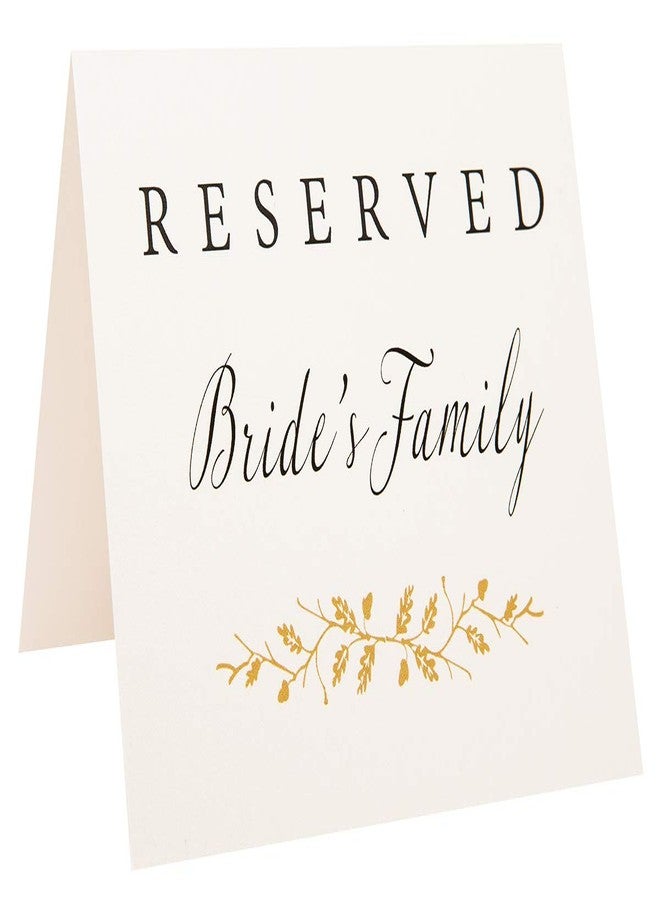 Melostu 2 City Geese Reserved Wedding Table Signs | Set of 6 Pearl White and Gold Reserved Signs Including Reserved for Bride's Family Groom's Family and Wedding Party | Freestanding Double Sided - Image 1