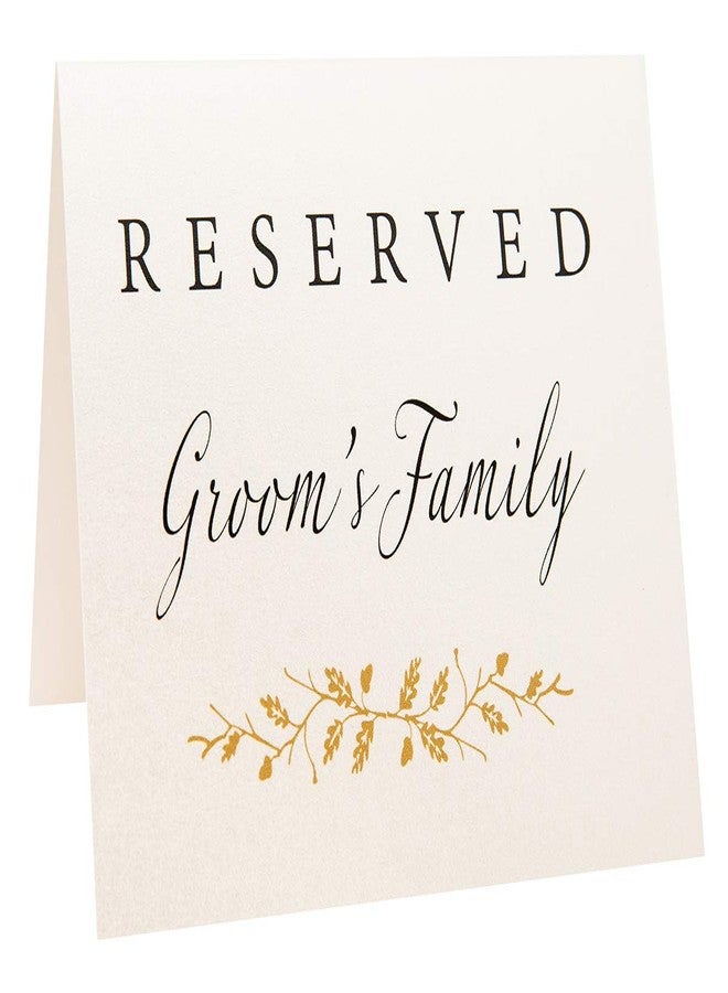 Melostu 2 City Geese Reserved Wedding Table Signs | Set of 6 Pearl White and Gold Reserved Signs Including Reserved for Bride's Family Groom's Family and Wedding Party | Freestanding Double Sided - Image 4