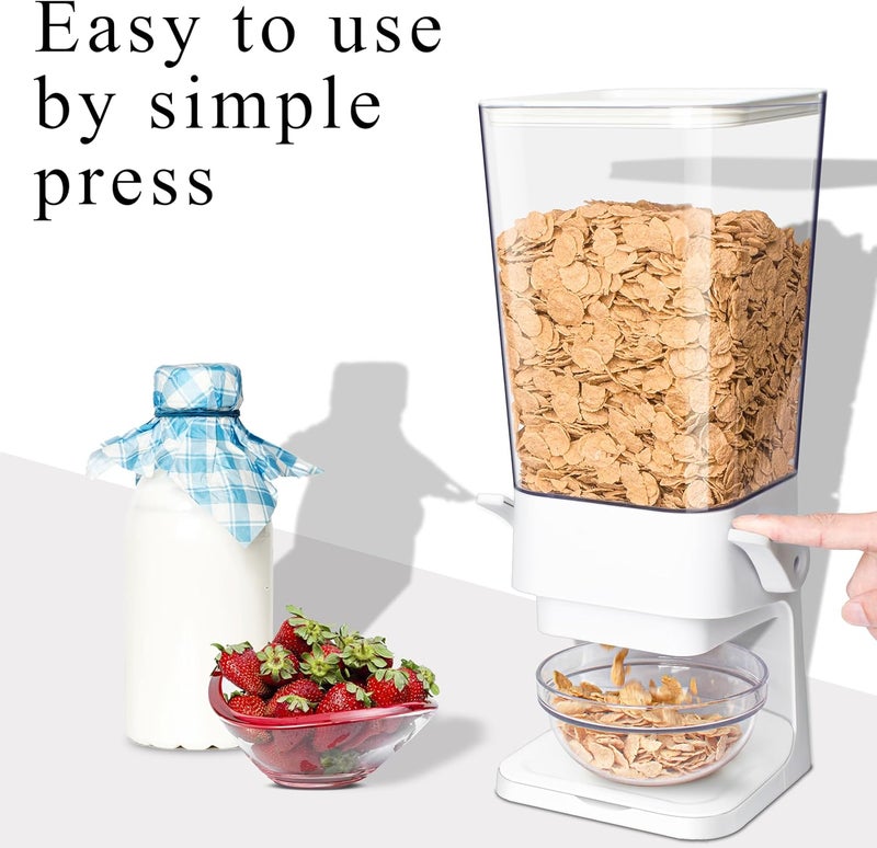 FHJP Cereal Dispenser Countertop, 5L Cereal Containers Storage Dispenser for Pantry, Large Dry Food Cereal Dispenser, Not Easy to Crush Cereal, Can Hold Oatmeal, Candy, Snack, Grain, Pet Food (White, 1Pc) - Image 4