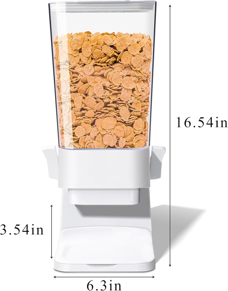 FHJP Cereal Dispenser Countertop, 5L Cereal Containers Storage Dispenser for Pantry, Large Dry Food Cereal Dispenser, Not Easy to Crush Cereal, Can Hold Oatmeal, Candy, Snack, Grain, Pet Food (White, 1Pc) - Image 2