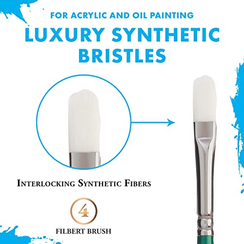 Princeton Summit White Synthetic Paint Brush for Acrylic and Oil, Series 6100, Filbert, 4 - Image 4