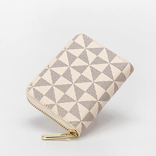 Veki Women's Credit Card Holder, RFID Leather Zipper Wallet, Small Zipper Card Case for Men and Women (White) - Image 3