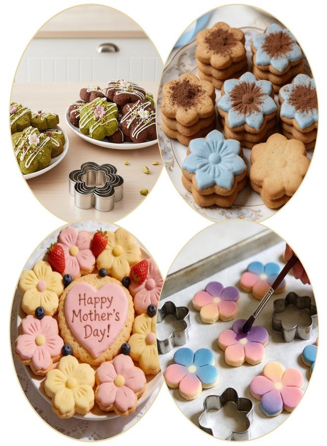 Azefnuhk 5 Pcs Flower Cookie Cutters Set, Stainless Steel Kitchen Scallop Flower Cookie Cutters Mold, Multi Size Fondant Biscui Cutter Tools for Kitchen Baking (5 Sizes) - Image 3