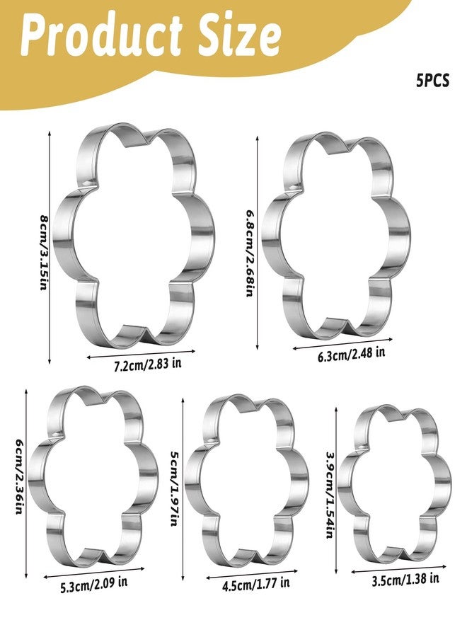 Azefnuhk 5 Pcs Flower Cookie Cutters Set, Stainless Steel Kitchen Scallop Flower Cookie Cutters Mold, Multi Size Fondant Biscui Cutter Tools for Kitchen Baking (5 Sizes) - Image 2