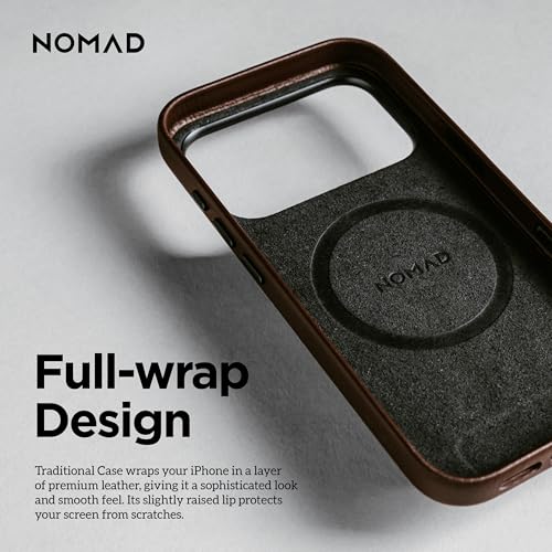 NOMAD Traditional Leather Case Brown Compatible with iPhone 17 Pro Leather Magsafe Charging Compatible Phone Case for iPhone 17 Pro - Image 5
