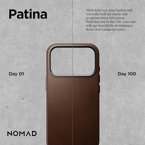NOMAD Traditional Leather Case Brown Compatible with iPhone 17 Pro Leather Magsafe Charging Compatible Phone Case for iPhone 17 Pro - Image 3
