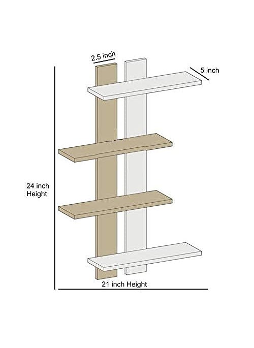 YASAR HANDICRAFTS YASAR HANDICRAFTS Engineered Wood Glossy Double Patti Wall Shelf MDF Medium Density Fiber Wall Shelf Number of Shelves 4 YSH232  - Image 2