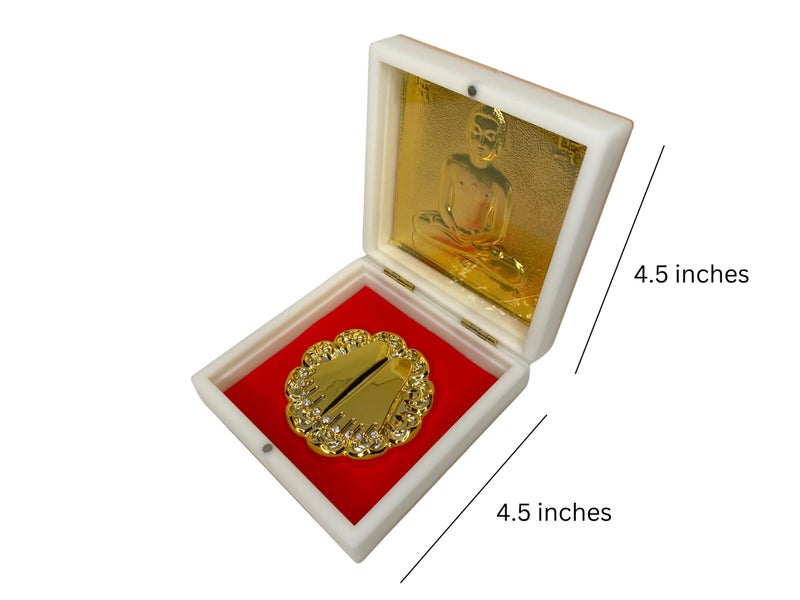 Northland 24KT Gold Plated Mahavir Swami Idol with Charan Paduka for Puja and Gifts - Birthday, Anniversary Mahavir Jain Statue - Image 3