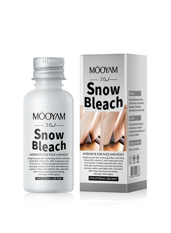 MOOYAM Snow Bleach Cream Intensive Brightening Treatment for Face and Body Skin Tone Correction and Dark Spot Removal for External Use Only 30ml - Image 2