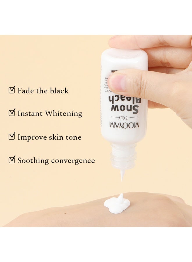MOOYAM Snow Bleach Cream Intensive Brightening Treatment for Face and Body Skin Tone Correction and Dark Spot Removal for External Use Only 30ml - Image 4