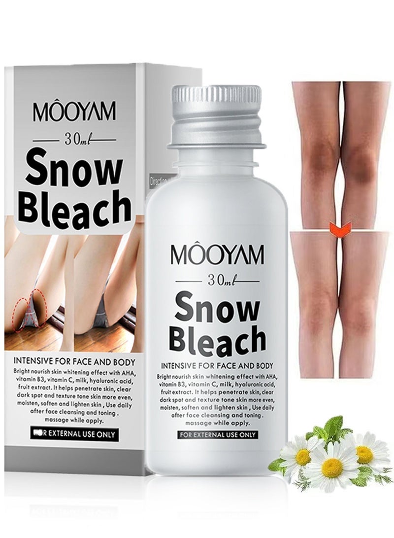 MOOYAM Snow Bleach Cream Intensive for Face and Body, Brightens and Nourishes Skin, with AHA Vitamin B3 C Hyaluronic Acid Fruit Extract, Clears Dark Spots, Evens Skin Tone, Moisturizes Softens Lightens Skin, for External Use Only - Image 1