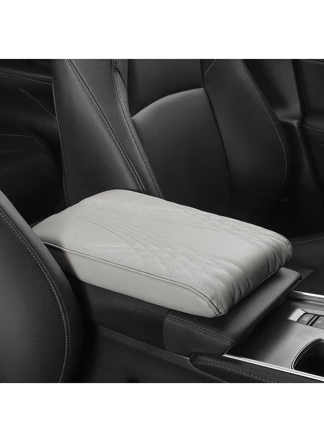 3XR Universal Car Armrest Cover Cushion, High Resilience Memory Foam Center Console Pad Protector, Waterproof PU Leather, Anti-Wear Elbow Support, Non-Slip Interior Accessories for SUV, Sedan, Truck, Jeep (Grey, 5412) - Image 3