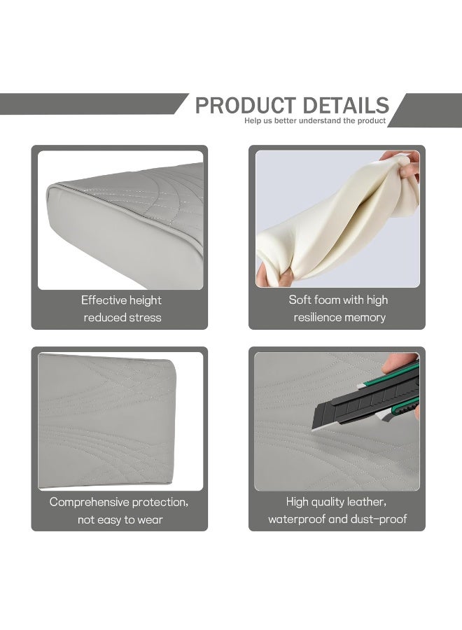 3XR Universal Car Armrest Cover Cushion, High Resilience Memory Foam Center Console Pad Protector, Waterproof PU Leather, Anti-Wear Elbow Support, Non-Slip Interior Accessories for SUV, Sedan, Truck, Jeep (Grey, 5412) - Image 5