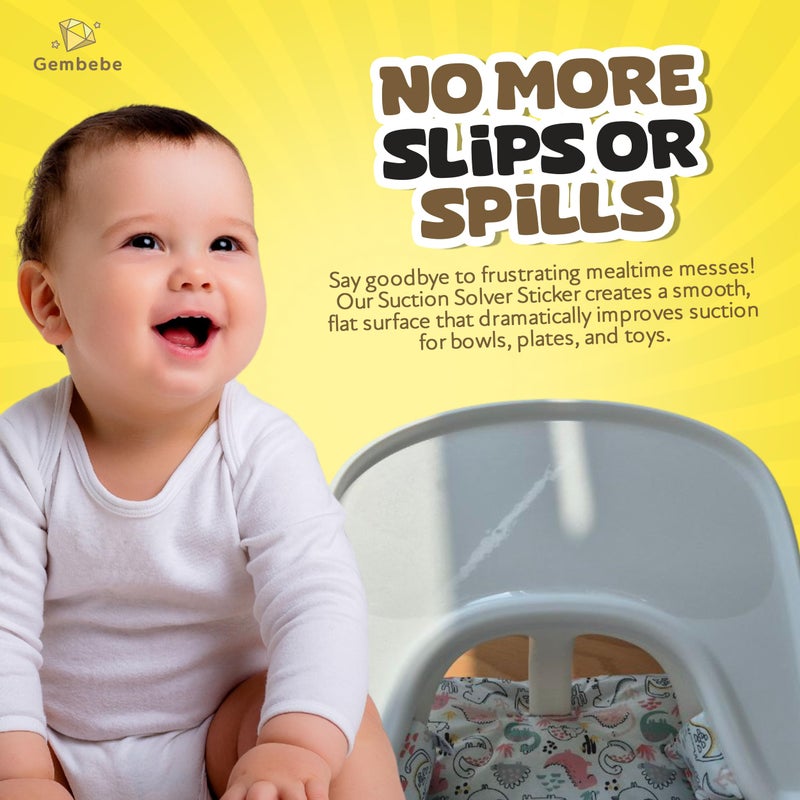 Gembebe ملصق حل الشفط متوافق مع صينية ستوكه ترِب تراب آمن لاصق حصيرة تحسين الشفط يحافظ على الأوعية والألعاب الشفطية حصيرة كرسي عالي للأطفال (2، شكل الفول السوداني) - Image 5