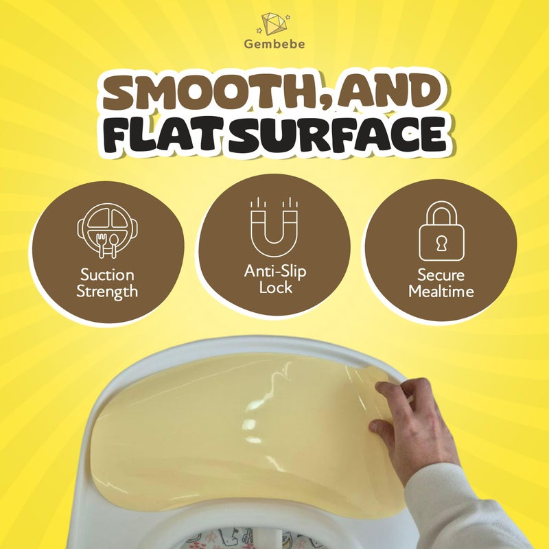 Gembebe ملصق حل الشفط متوافق مع صينية ستوكه ترِب تراب آمن لاصق حصيرة تحسين الشفط يحافظ على الأوعية والألعاب الشفطية حصيرة كرسي عالي للأطفال (2، شكل الفول السوداني) - Image 3