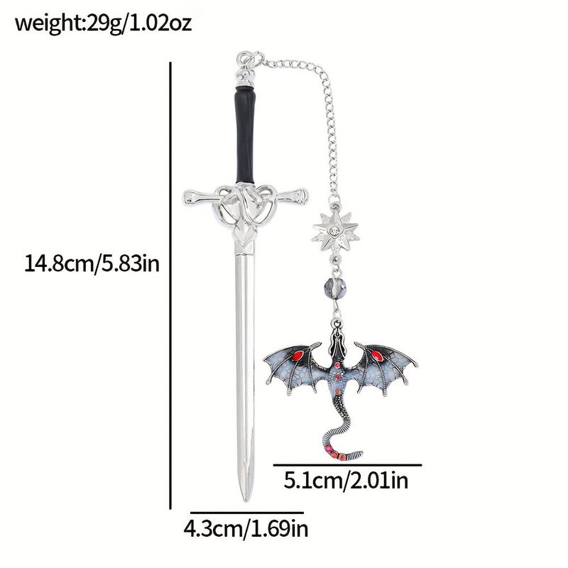 Dragon Pendant Metal Bookmarks Holy Sword Shape Type A For Book Lovers - Image 2