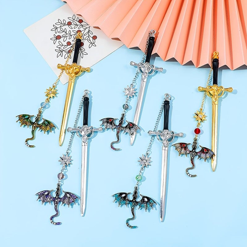 Dragon Pendant Metal Bookmarks Holy Sword Shape Type A For Book Lovers - Image 1