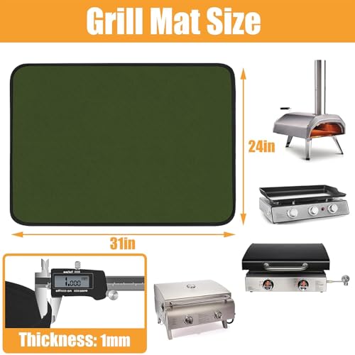 Amerbro 24x31in Heat Resistant Grill Mats for Outdoor Grill to Protect Your Prep Table and Outdoor Grill Table - Fire Proof & Water Proof & Oil Proof BBQ Mat - Green（1mm） - Image 5