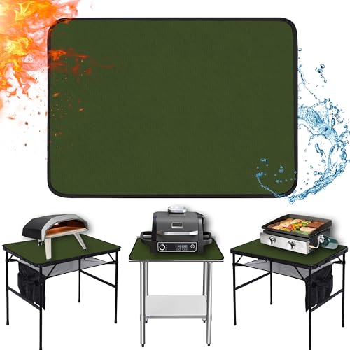 Amerbro 24x31in Heat Resistant Grill Mats for Outdoor Grill to Protect Your Prep Table and Outdoor Grill Table - Fire Proof & Water Proof & Oil Proof BBQ Mat - Green（1mm） - Image 1