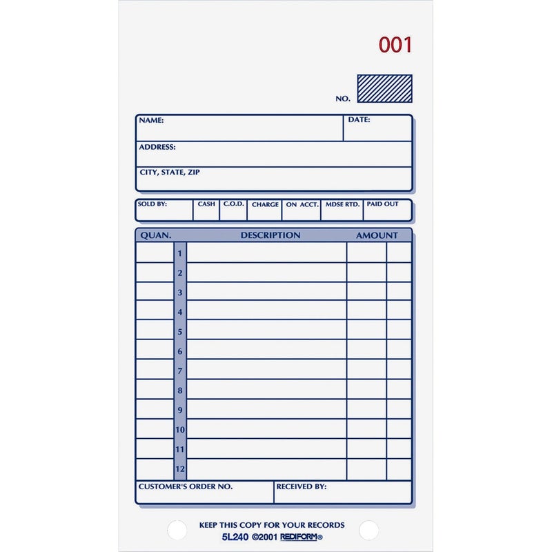 Rediform Sales Order Book, Carbonless, 2 Part, 3.625 x 6.375 Inches, 50 Forms (5L240) - Image 2